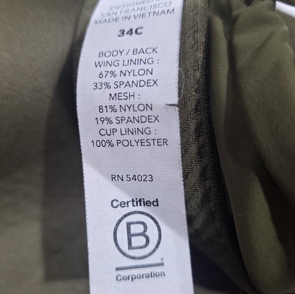 ATHLETA Advance Bra B-DD Sz 34 C Olive Green Adjustable Straps NWOT. - Picture 3 of 10